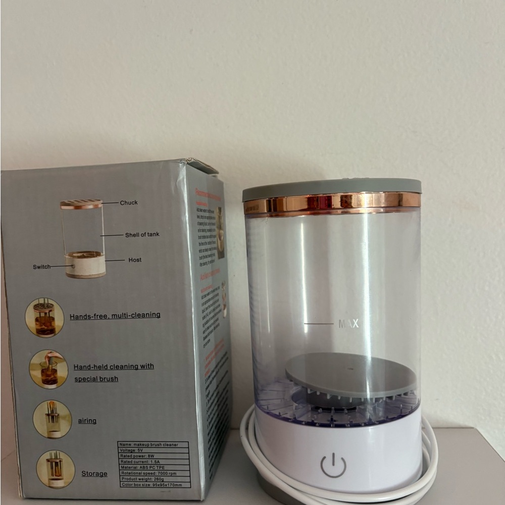 White and Gold Electric Brush Cleaner